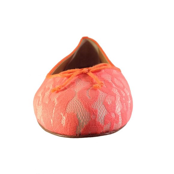 J CREW FACTORY LACE UPTOWN BALLET FLATS LOW HEEL FLAMINGO NEON ORANGE 9.5 EASTER - Picture 4 of 16